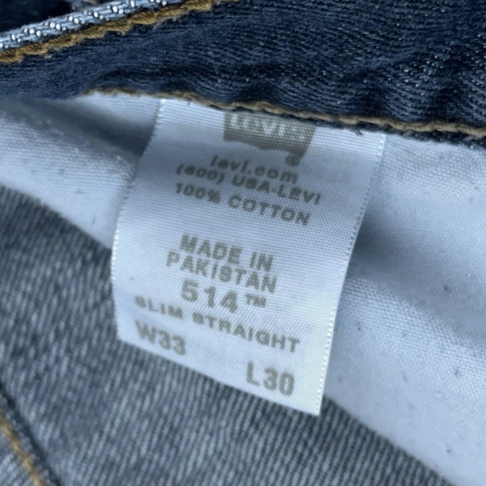 Levi's 514 Jeans Mens 33x30 FITS 32x29 Slim Straight Medium Wash 100% Cotton - Picture 4 of 11